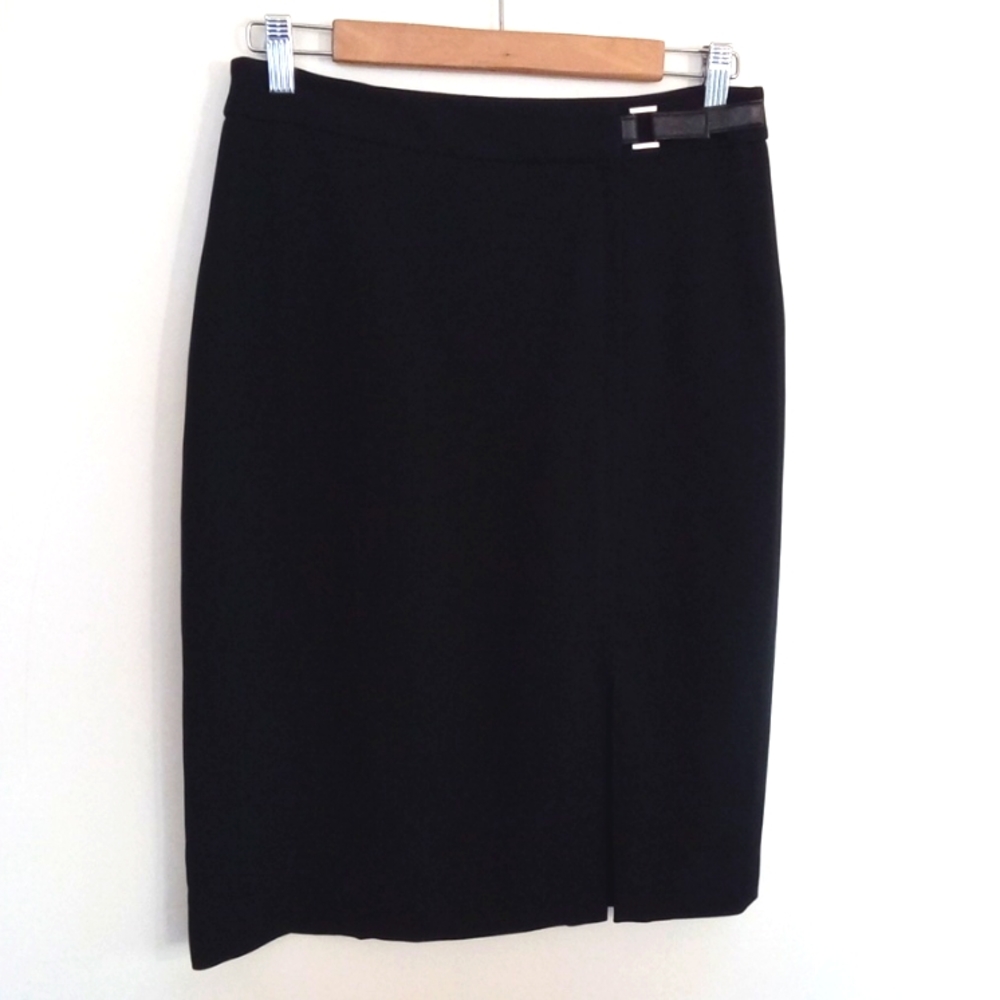 Vintage Alex Garfield Dark Navy Pencil Skirt with Front Slit